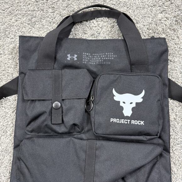 Under Armour UA Project Rock Gym 19L Bag Sack Backpack Black 1381925-001 - Picture 2 of 6